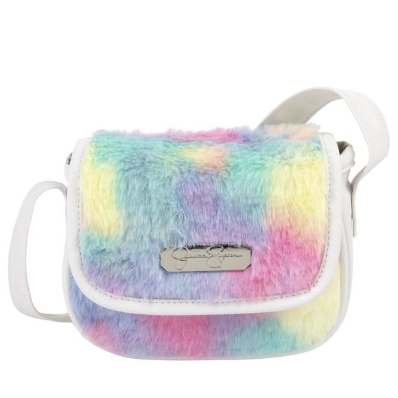 Fluffy Cute Vegan Leather Crossbody Bag Mini Coin Purse Wallet Fuzzy Rainbow :3 - Picture 1 of 7